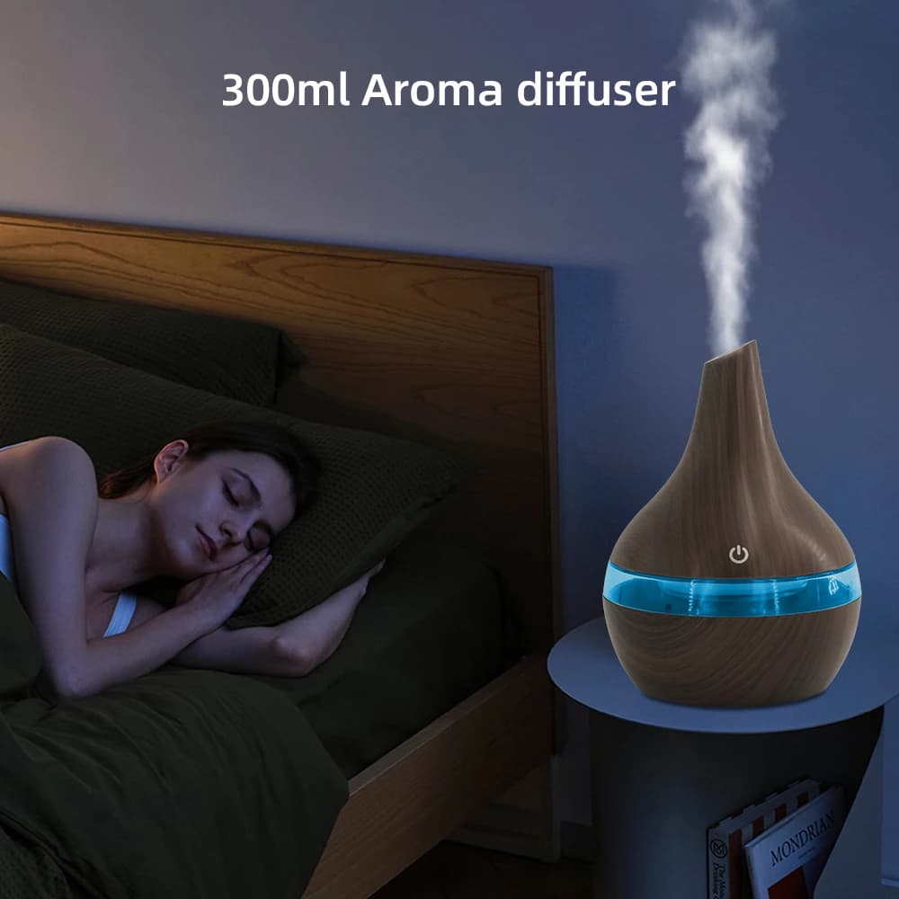 Umidificatore USB da 300 ml per camera da letto, diffusore per aromaterapia da ufficio con oli essenziali, creatore personale ultra silenzioso per nebulizzazione fredda