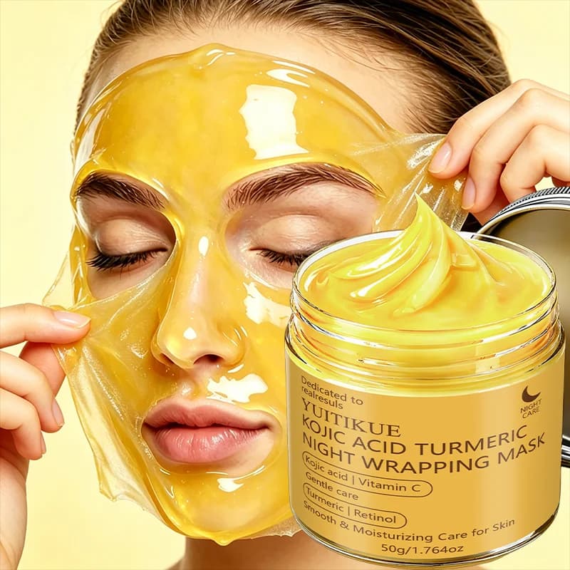 50g Turmeric Kojic Acid Sleep Mask With Vitamin C Retinol Gentle Care Refine Pores Hydrate Skin Reveal Glowing Smooth Complexion