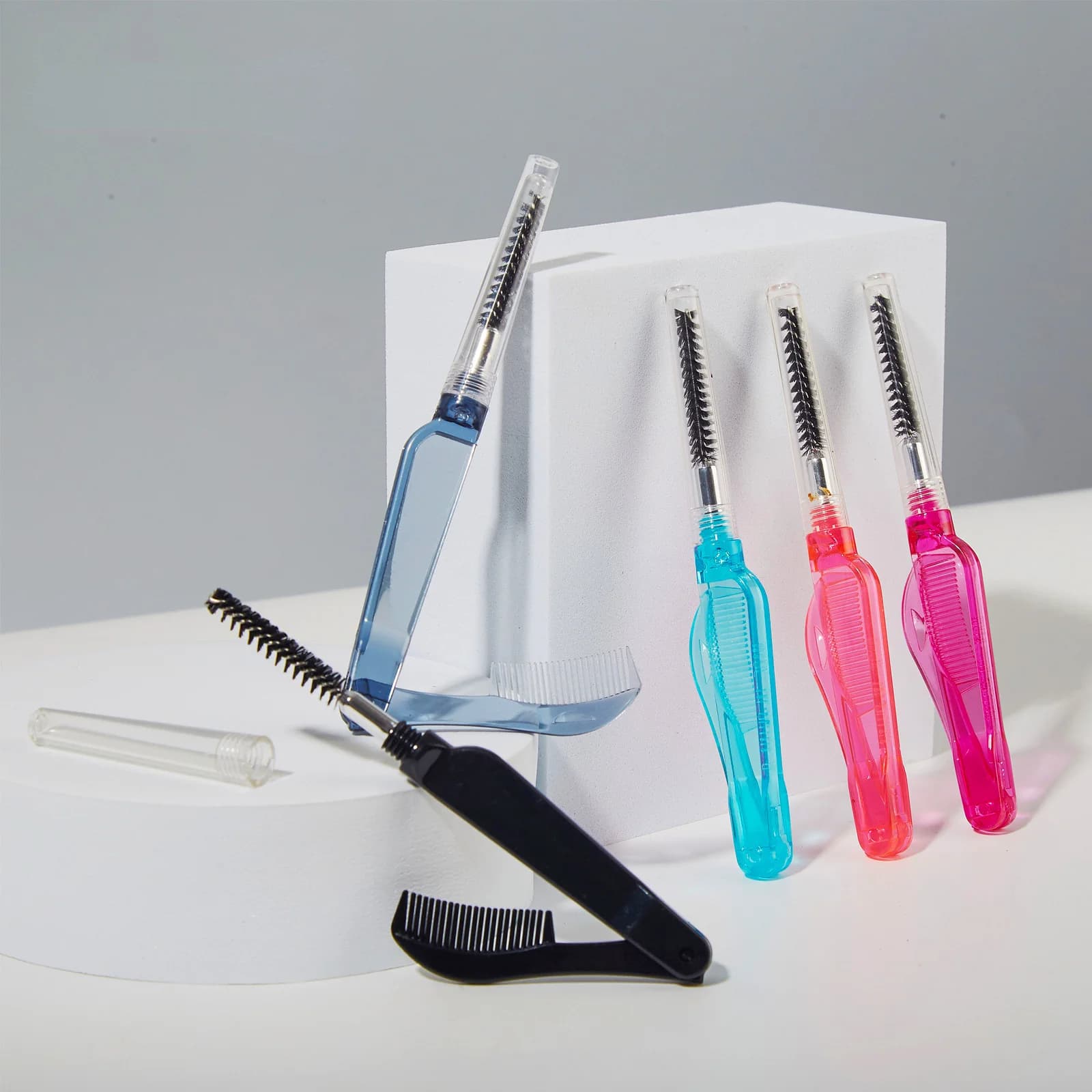 1 Pz Double Scope Double Head Stainless Steel Combo Eyebrow Combo Mascara Mascara Brushes Eyelashes for Makeup Tools