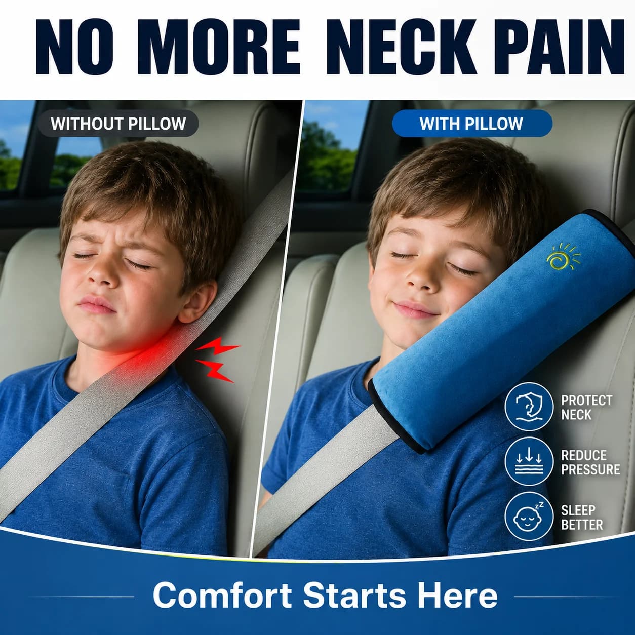 Kids Car Seat Belt Pillow Child Safety Belt Protector Soft Neck Shoulder Cushion Travel Sleep Support Cover Car Accessories