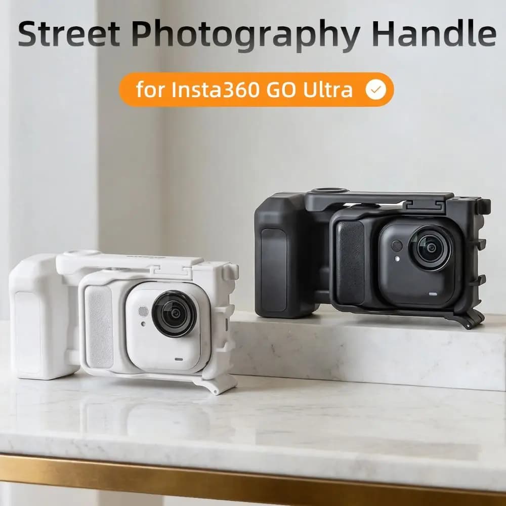 Kit Impugnatura Street Grip a Sgancio Rapido con Pulsante di Scatto, Maniglia Leggera per Fotocamera con Cold Shoe per Insta360 Go Ultra