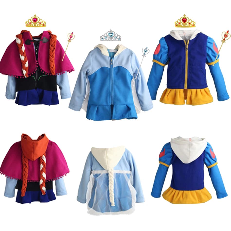 Giacche con cappuccio per ragazze primavera bambini cartone animato biancaneve Anna capispalla in cotone bambini cappotti Casual abbigliamento per ragazze abiti Elsa