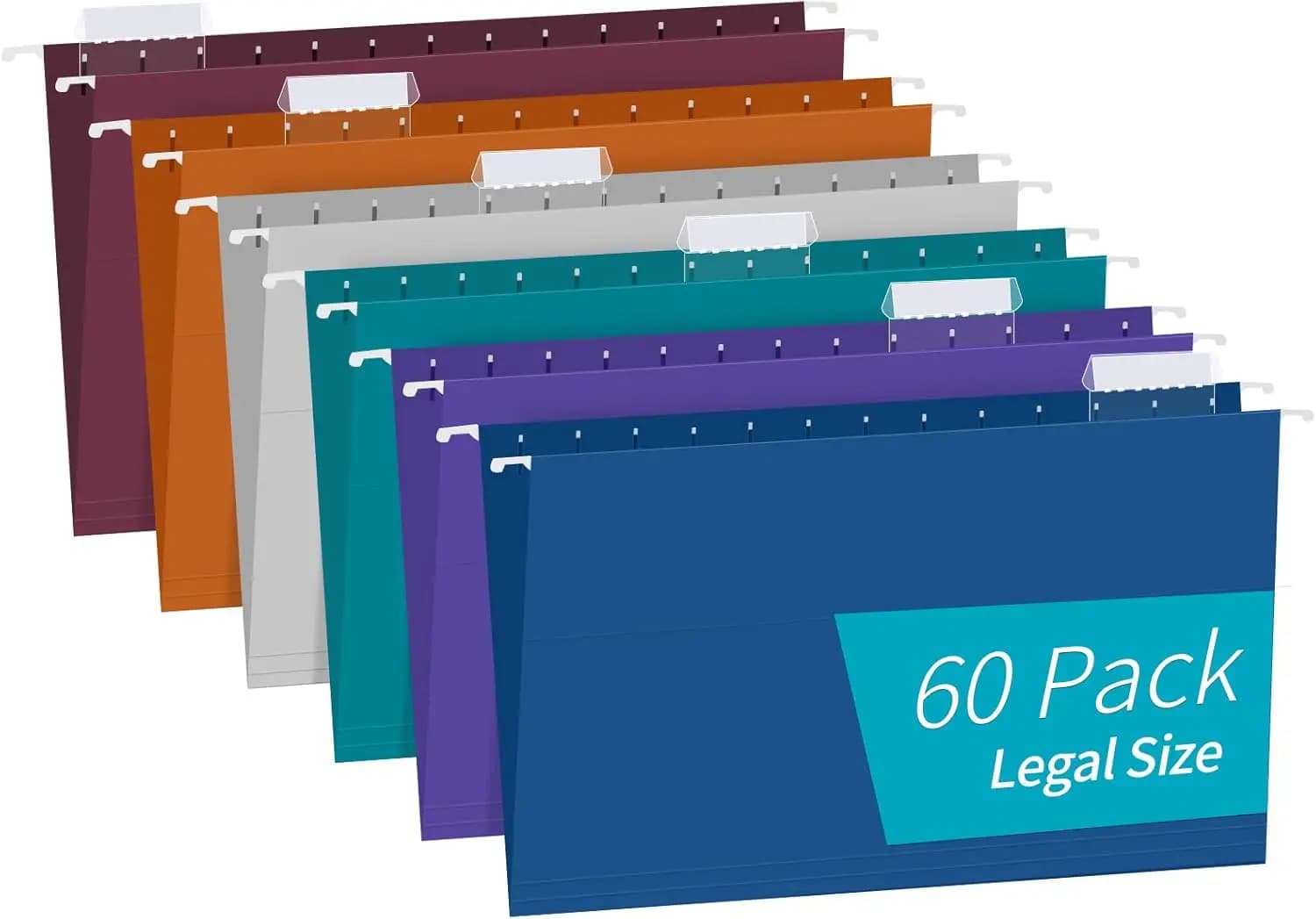 Cartelle Sospese, Confezione da 60 Cartelle Rinforzate Formato Legale, Progettate per Documenti Voluminosi, Archivio, Regolabili