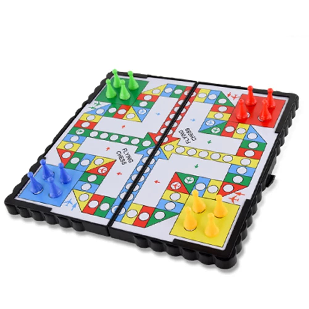 1 set magnetico pieghevole scacchi volanti tappetino strisciante Ludo gioco da tavolo portatile campeggio gioco da viaggio set scacchi aereo