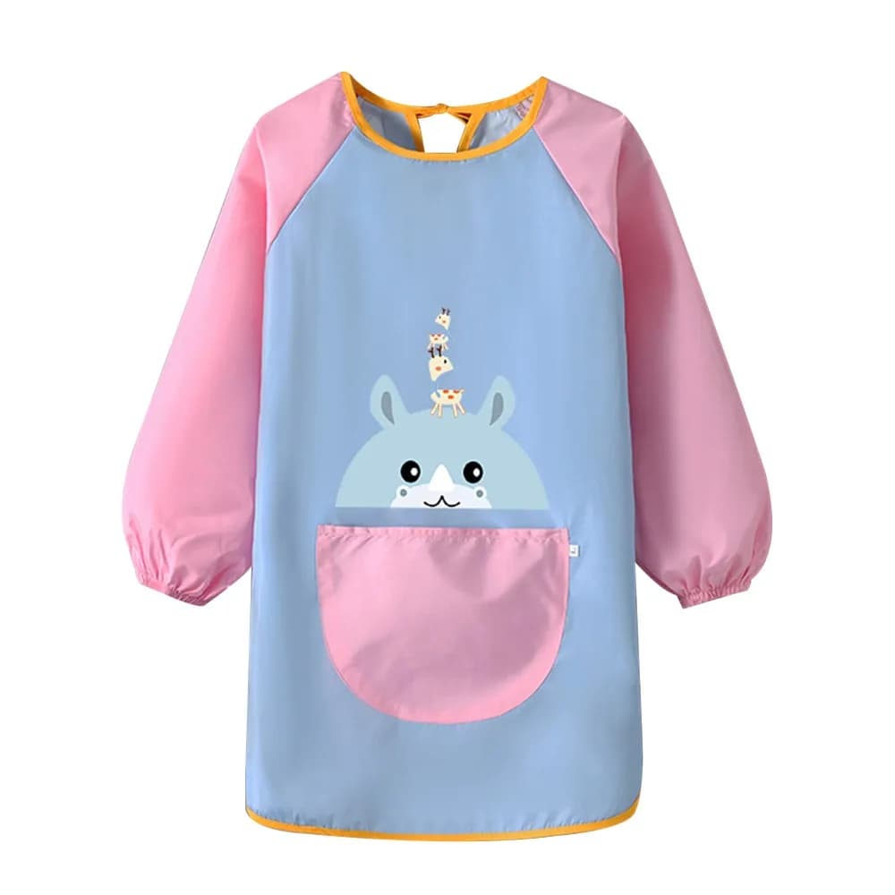 Cute Adjustable Painting Apron Cartoon Oil-Proof Art Apron Large Pockets Waterproof Cooking Apron