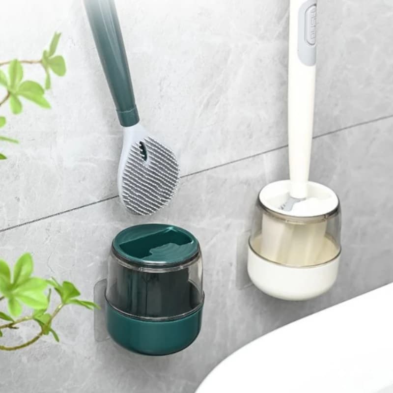Set porta scopino Scopino per WC in silicone Detergente per bagno Detergente per scopino per WC Dispenser con manico ricaricabile Accessorio per la casa
