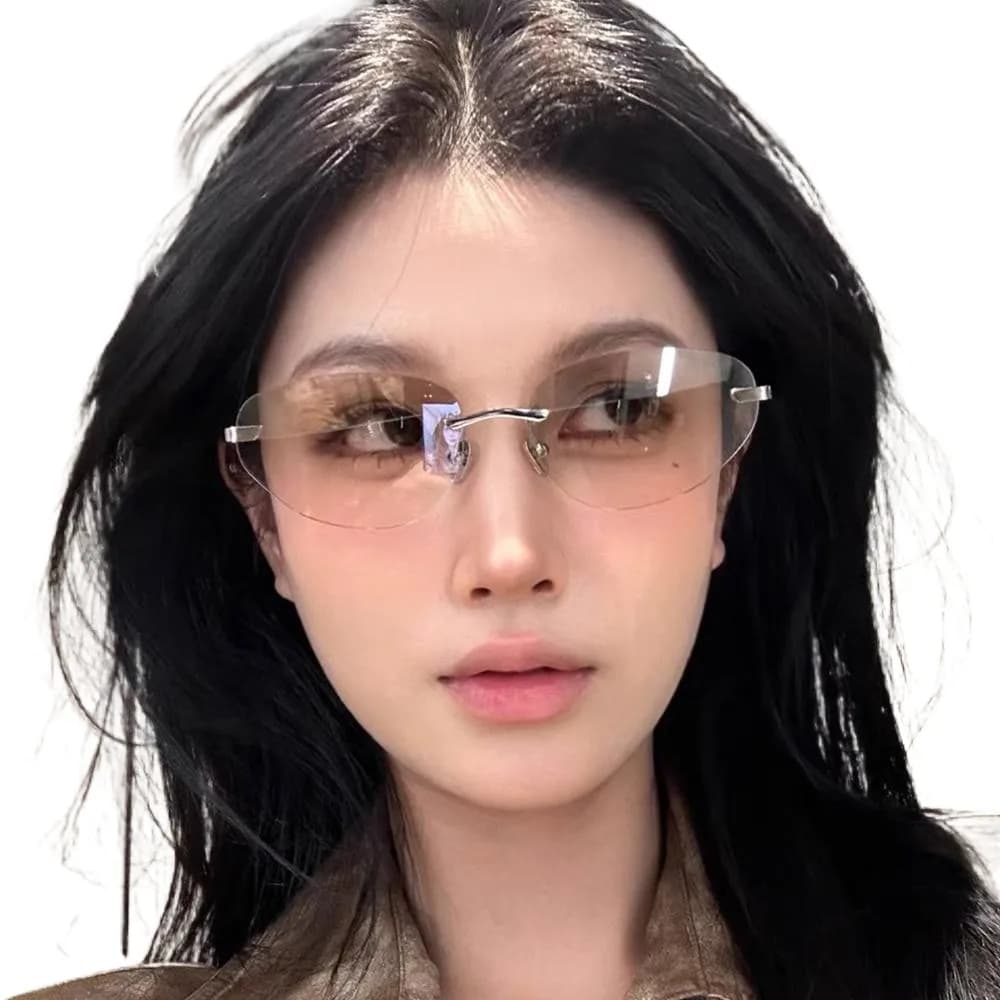 Fashion Futuristic Frameless Sunglasses UV400 Protection 2025 New Hip-Hop Sun Glasses Unisex Luxury Shades Trending Eyewear
