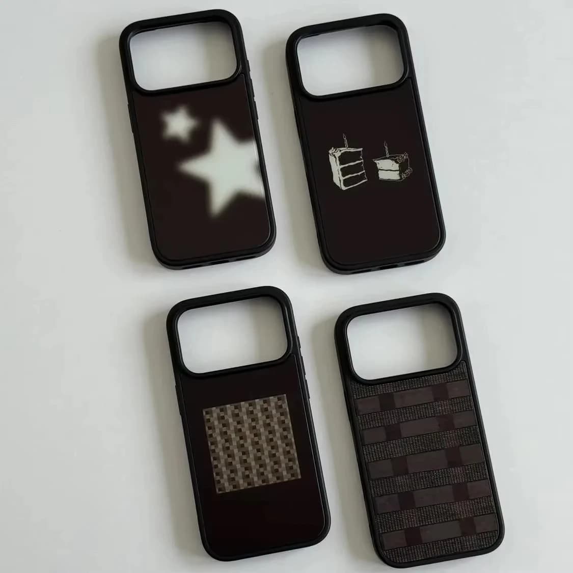 Korean Retro Grid Ripple Point Pattern Drip Glue Phone Case For iPhone 17 AIR 16 15 14 13 12 11 PRO MAX PLUS Anti Drop Cover