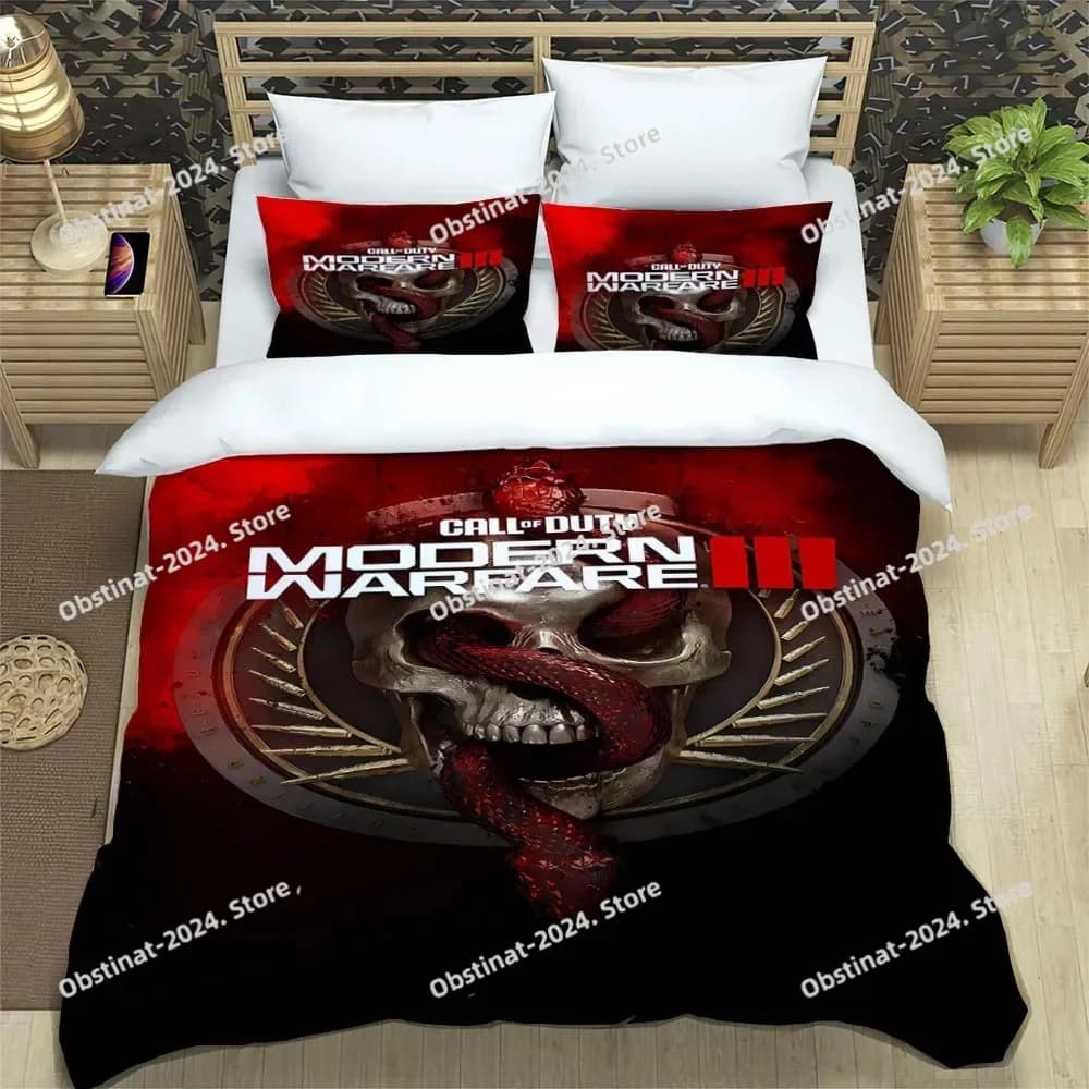 Codice gioco, call of duty Set letto stampato Copripiumino Federa Set biancheria da letto Lenzuolo Copripiumino Completo Queen King Size