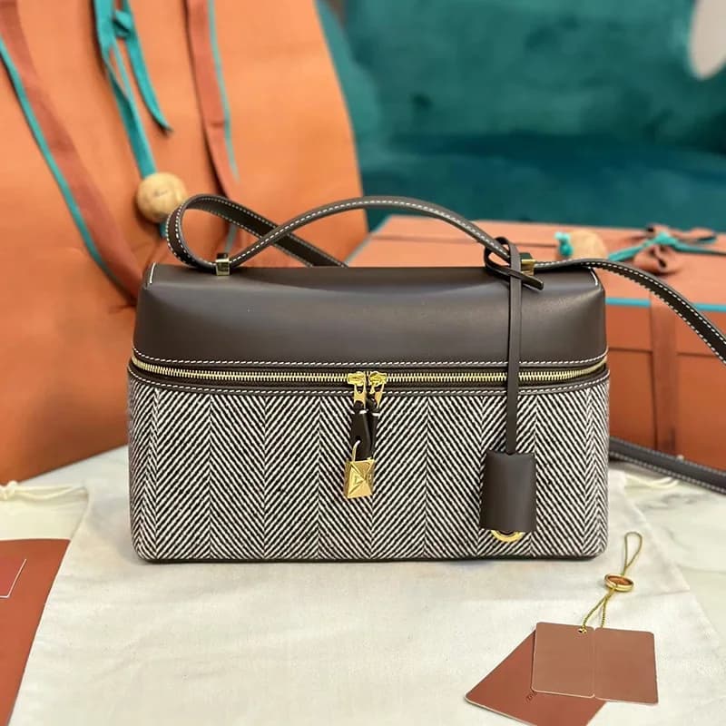Nuova Borsa Porta Pranzo in Pelle di Vacchetta, Borsa a Tracolla, Borsetta Cosmetica LP, Borsa Tote alla Moda