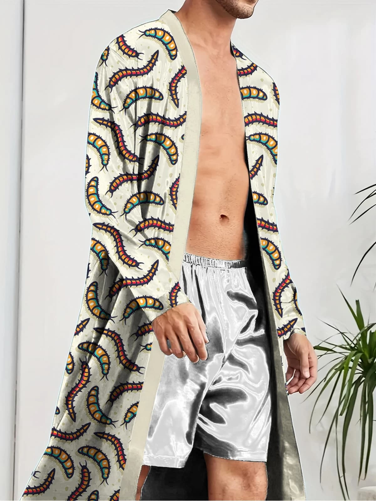 Men's Bathrobe Spring 2025, pajamas, bath robe, autumn long night shirt, with funny print, a must for leisure