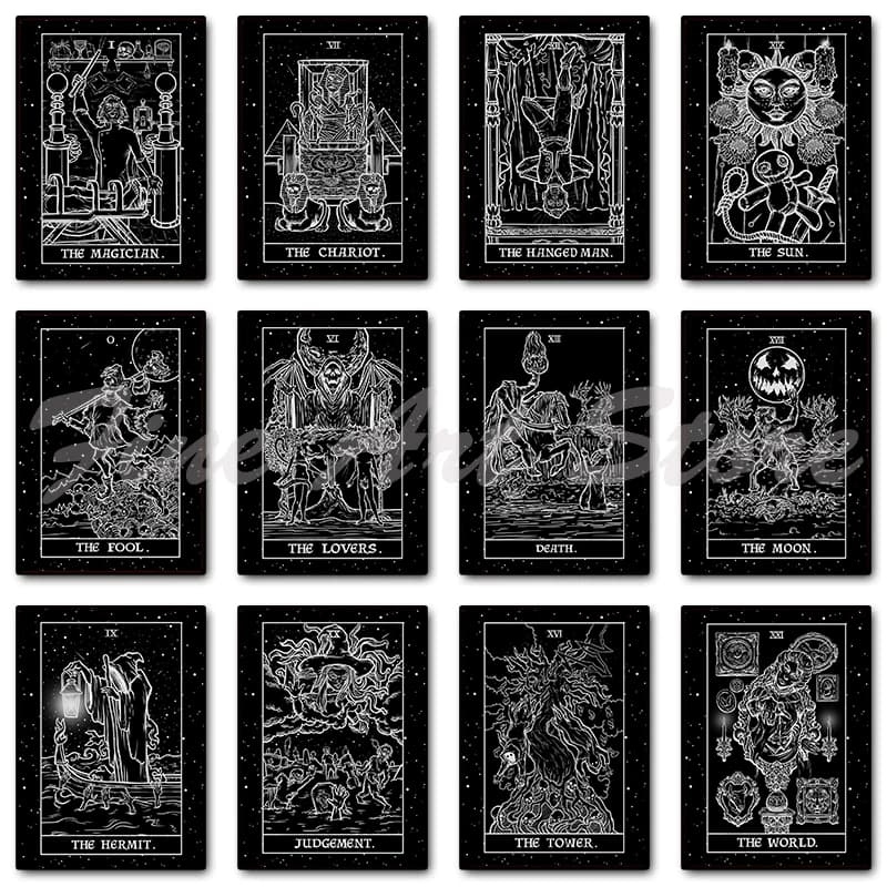 Retro Boho Abstract Terror Tarot The Sun Moon Shadow Lovers Devil Card Poster Canvas Painting immagini a parete Home Room Decor