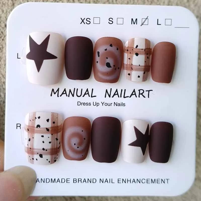 10 pieces autumn and winter nail art Maillard print on nails cute cartoon scented raccoon oil painting cat patch nail nails slices