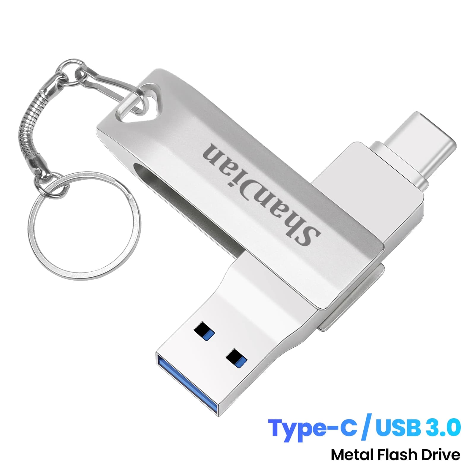 Disco U in metallo USB 3.0 2 in 1 TYEP C Pen Drive con rotazione Chiavetta USB 128 GB 64 GB Pendrive Chiavetta USB Memory Stick 32 GB Regalo creativo