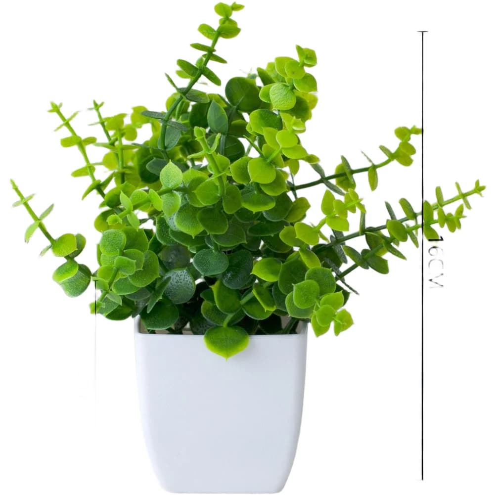 Artificial Eucalyptus Plastic Potted Plant For Indoor Outdoor Greenery Decoration for Shelves Tables Gardens and Office Use