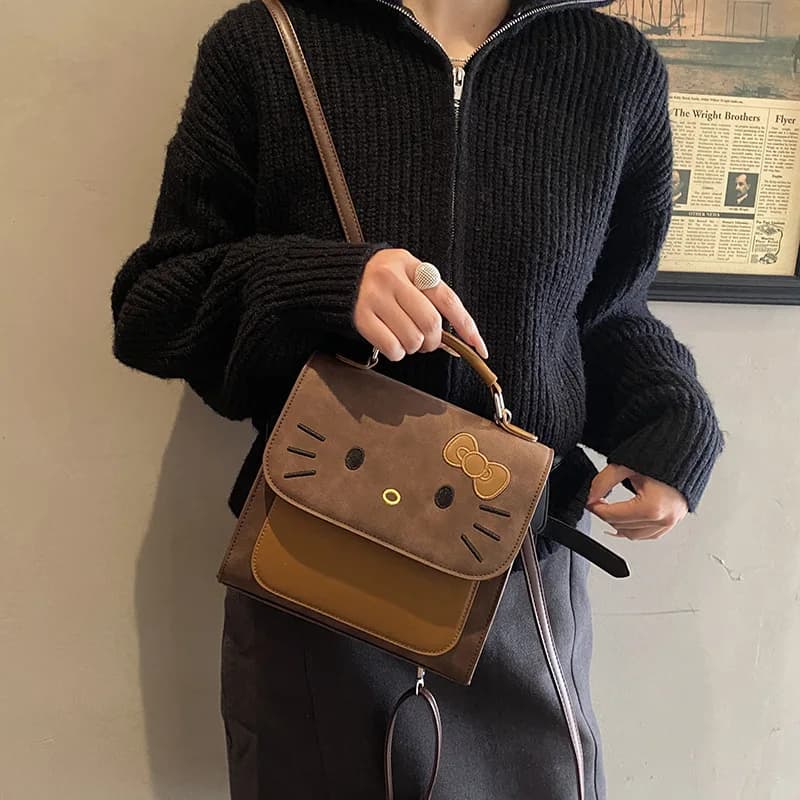 Nuovo Zaino Carino a Forma di Gattino, Borsa Quadrata Piccola per Ragazze, Borsa Scolastica, Borsa a Mano Casual, Borsa a Tracolla alla Moda