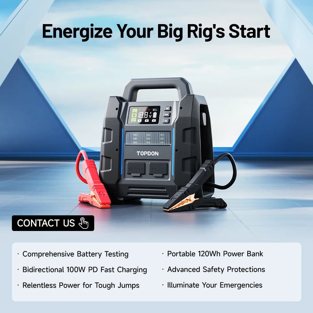 TOPDON V4500 Plus PD100W Avviatore di Emergenza Multifunzione a Ricarica Rapida con Super Condensatore e Power Bank per Camion