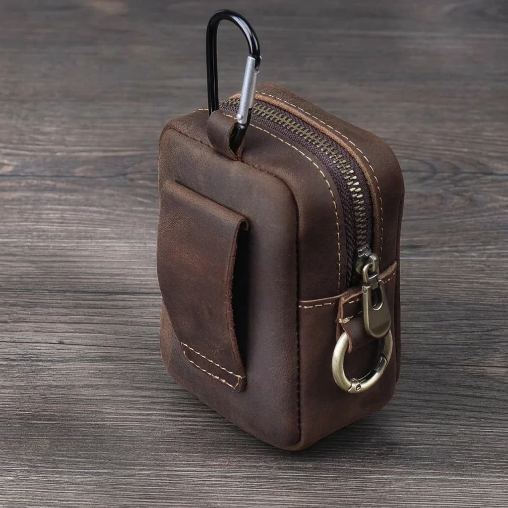 Pu Leather Key Holder Unisex Mini Key Wallet Carabiner Key Pouch Compact Rfid Blocking Card Holder For Mini Card Holder Daily