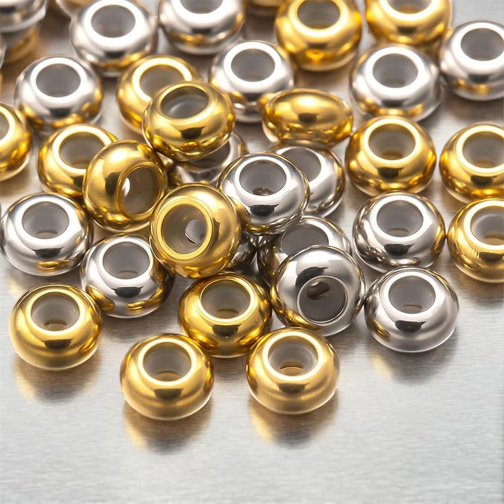 20pcs inserto in metallo in acciaio inossidabile cursore in gomma siliconica tappo di posizionamento Rondelle per la creazione di gioielli con collana di braccialetti
