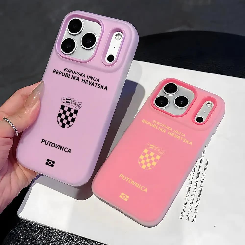 Croatian passport Phone Case 2-in-1 Detachable Clear with Card Holder for iPhone 12-17 Soft Multi-Color