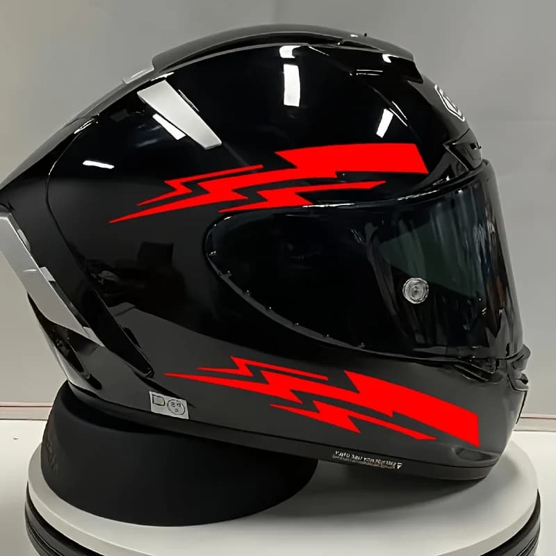 Set di 4 Adesivi a Forma di Fulmine per Moto, Impermeabili in PVC Autoadesivo per Carrozzeria e Casco