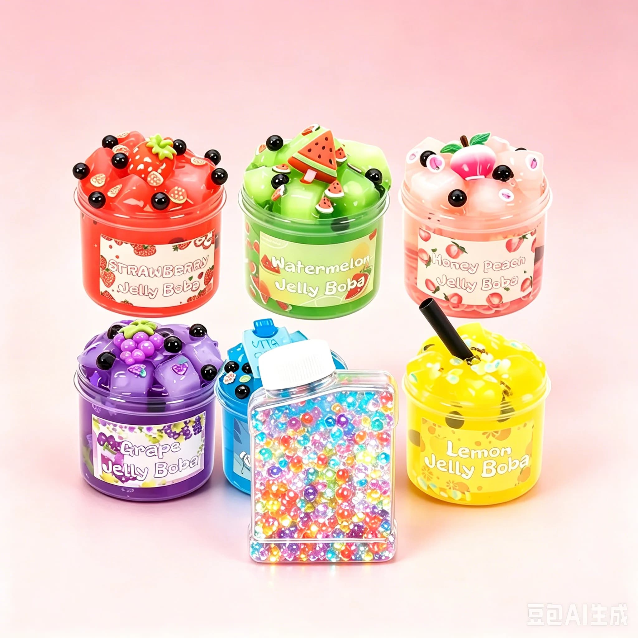 Soft 300ml/70ml Slime Kit Fruit Crunchy Non-Sticky Jelly Cube Slime Glitter Stress Relief Clear Slime Party Favor Gifts
