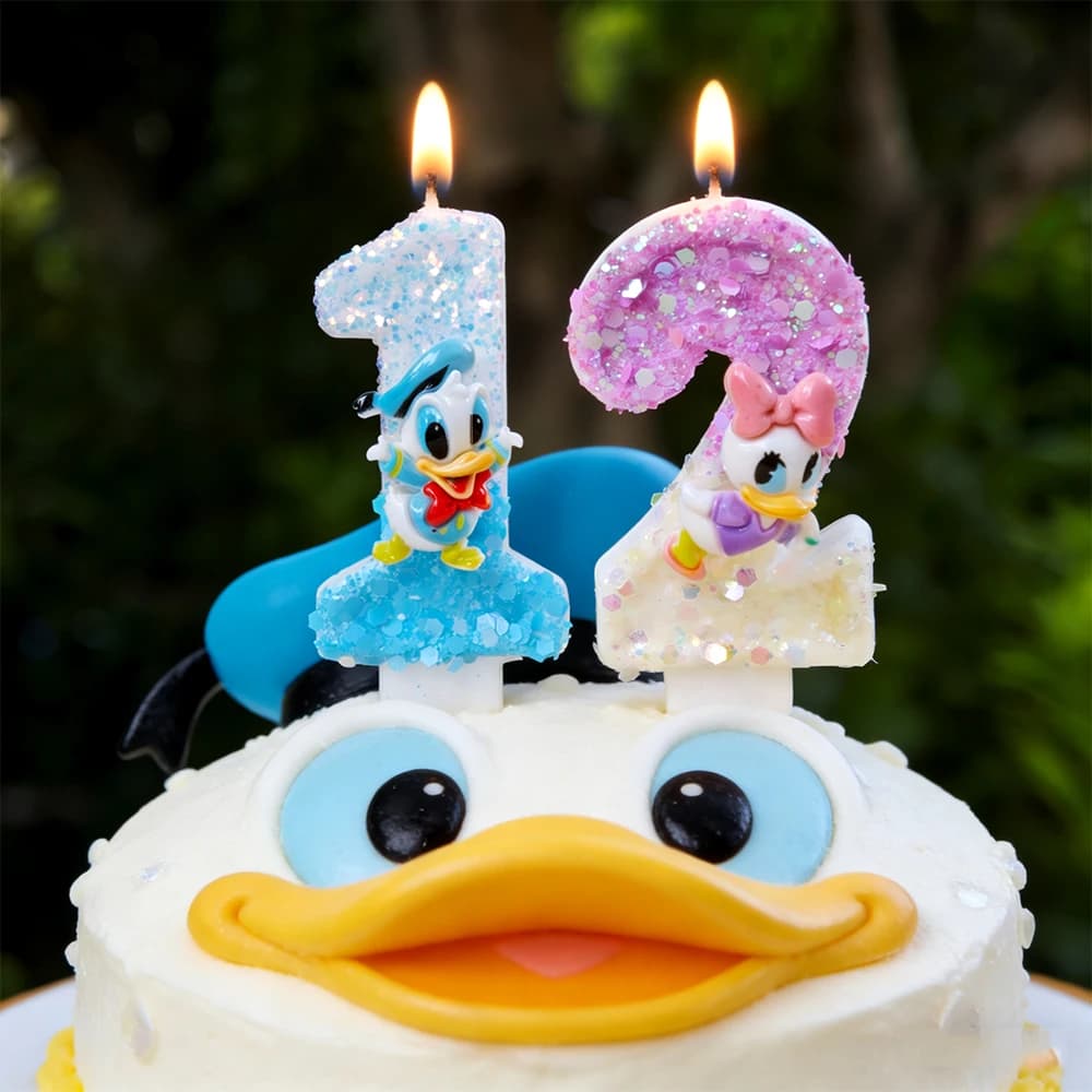 Simpatiche Candele a Forma di Paperino e Paperina, Numeri da 0 a 9, Decorazione per Torte di Compleanno, Feste per Bambini, Baby Shower, Regalo