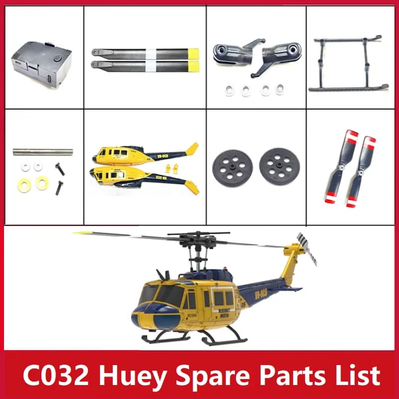 RC ERA C032 Huey UH-1 RC Elicottero Elenco pezzi di ricambio Accessori Lama principale Albero Motore Ingranaggio Servo Luce Collegamento Cuscinetto ecc