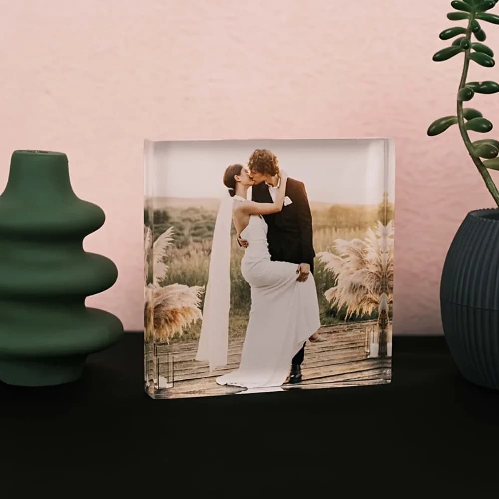 Cornice Fotografica in Acrilico Personalizzata Impermeabile, Blocco Commemorativo per Coppie/Animali Domestici, Regalo di San Valentino per la Fidanzata