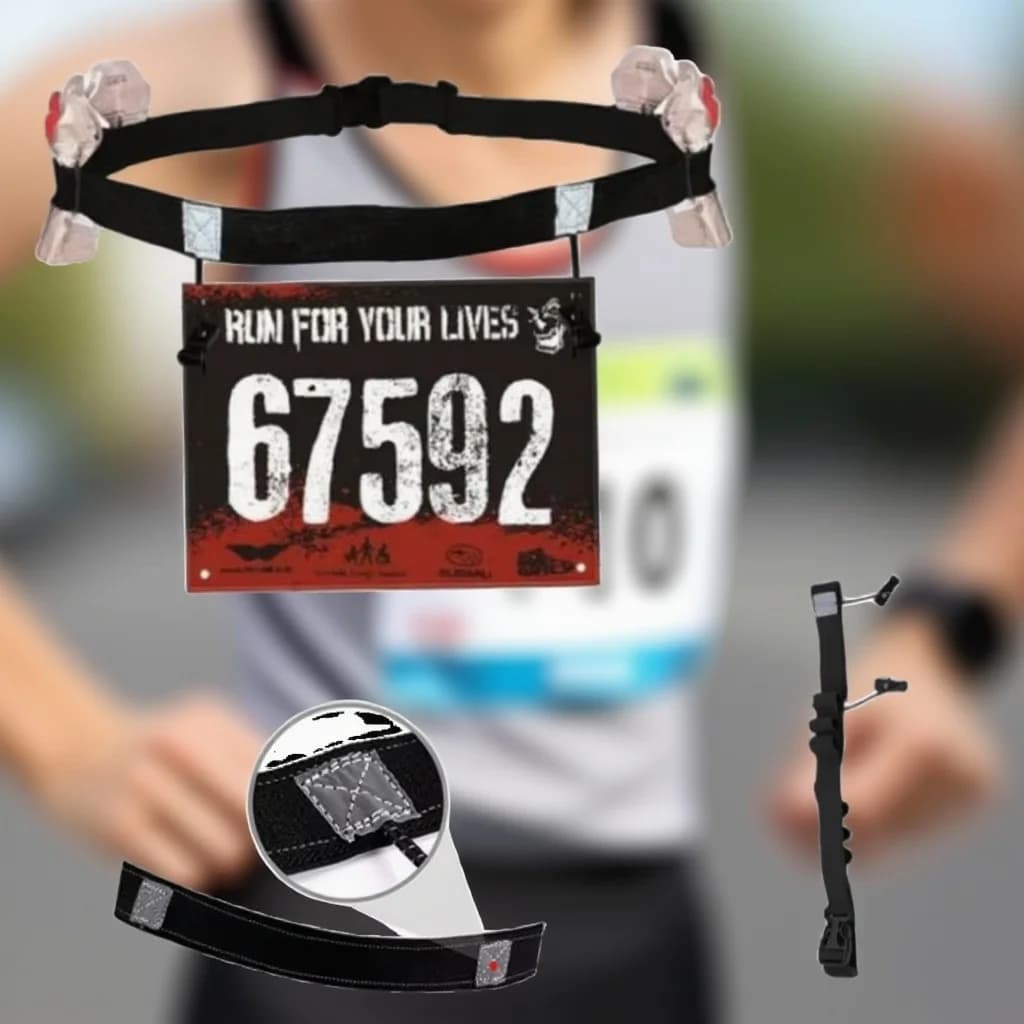 Belt with race number with 6 rings in gel Triathlon Marathon Cycling Marsupio Sports bib