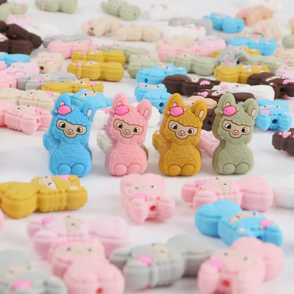 Perline in silicone Alpacas 5 pezzi mini pecora animale molare collana fai da te accessori braccialetto