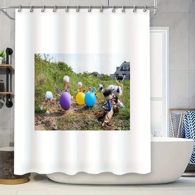 Simpatici animali dei cartoni animati per bambini Tenda da doccia per bagno Impermeabile Divertente arredamento per animali da fattoria Tessuto lavabile per la casa