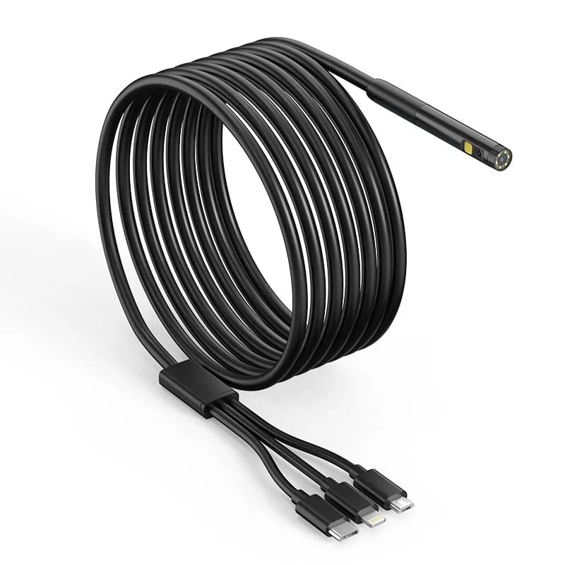 Telecamera Endoscopica USB 3-in-1 con Doppia Lente da 8mm, 2MP 1080P per Android, Boroscopio CMOS, Ispezione Otoscopica, Microscopio Digitale