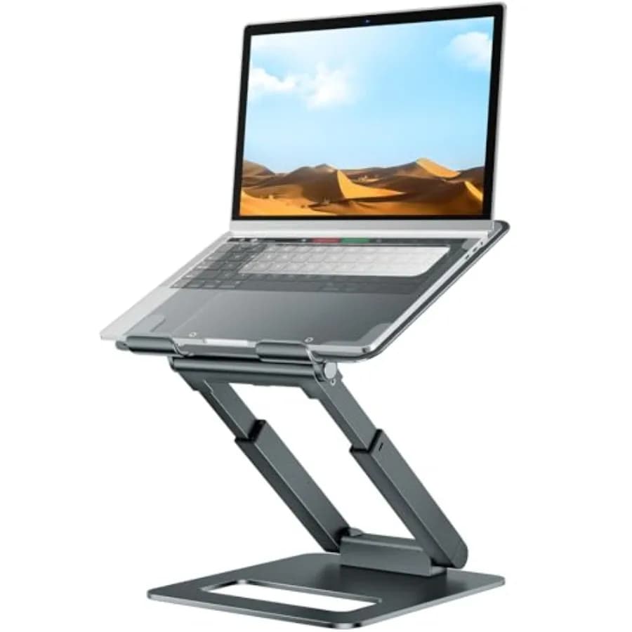 Supporto per Laptop da Scrivania Regolabile in Altezza, Stand Telescopico per Computer con Design Estraibile, Rialzo Ergonomico per Laptop Adatto a Tutti i Modelli