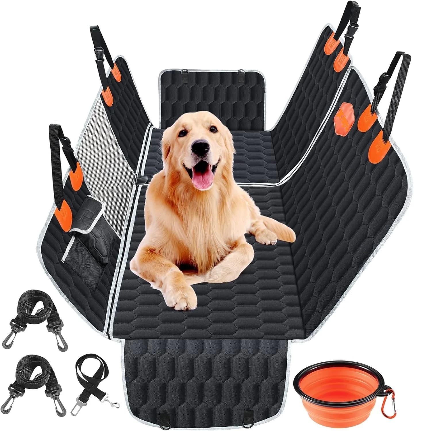 Dog blanket car rear seat car car blanket dog with viewing window, side protection and safety belt scratch resistant Waterproof non-slip