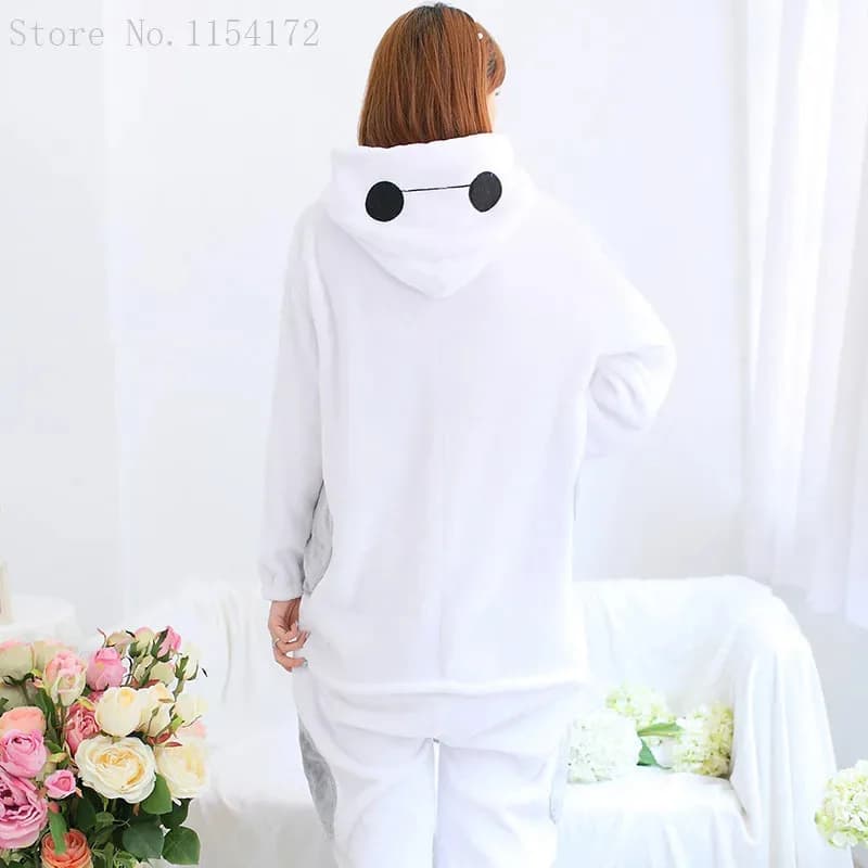 qq34Grande Eroe Cosplay Costumi di Halloween Del Partito Animale Pijama Flanella Degli Indumenti Da Notte Per Adulti Onesies Baymax Pigiama Kigurumi
