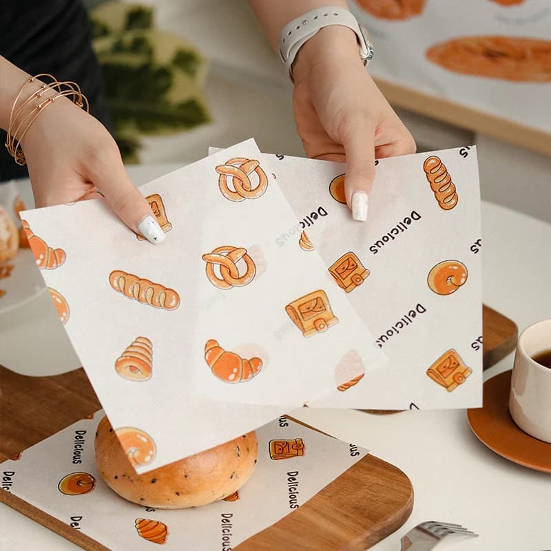 100Pcs Deli Wax Paper Sheets For Food Basket Liner Cake Style Printed Greaseproof Deli Paper For Wrapping Bread Burgers