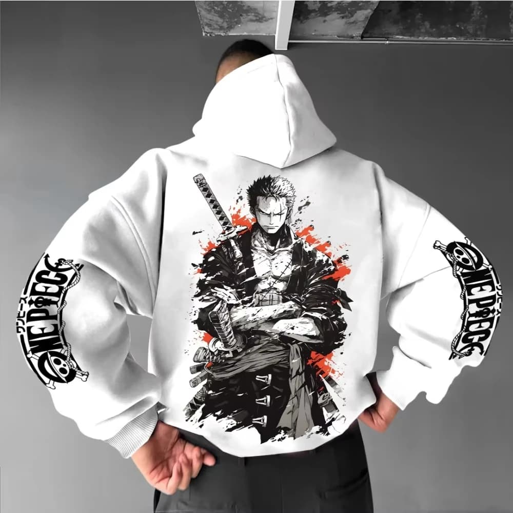 Nuova Felpa con Cappuccio ONE PIECE Roronoa Zoro Stampata 2026, Felpa Unisex, Top Sportivo da Uomo, Felpa Stile Harajuku Y2K