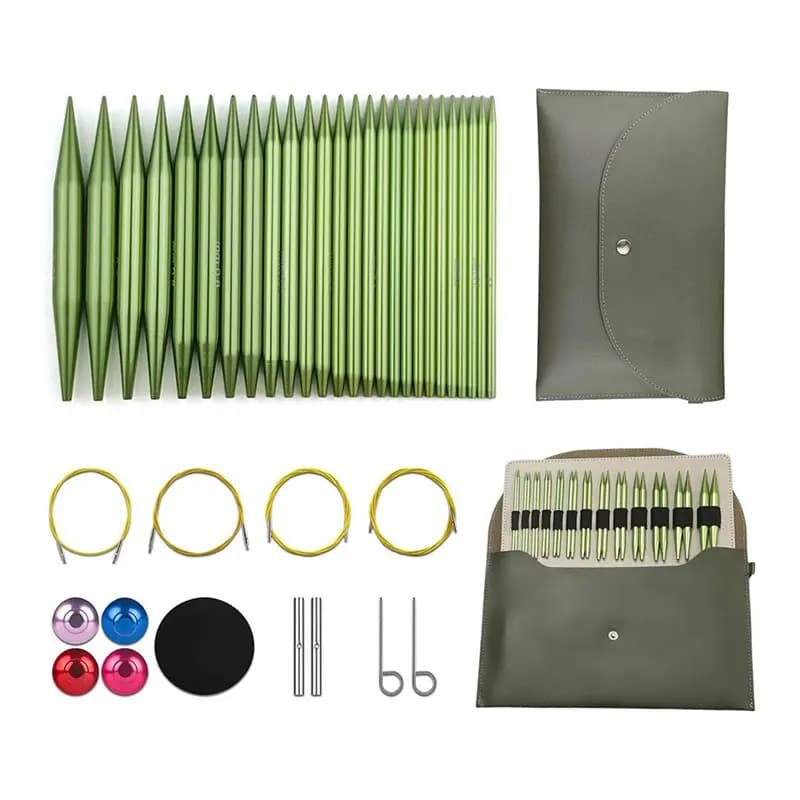 Knitting Needles Set 13 Pairs Of 4 Inch Aluminum Circular Interchangeable Knitting Needles-AT36