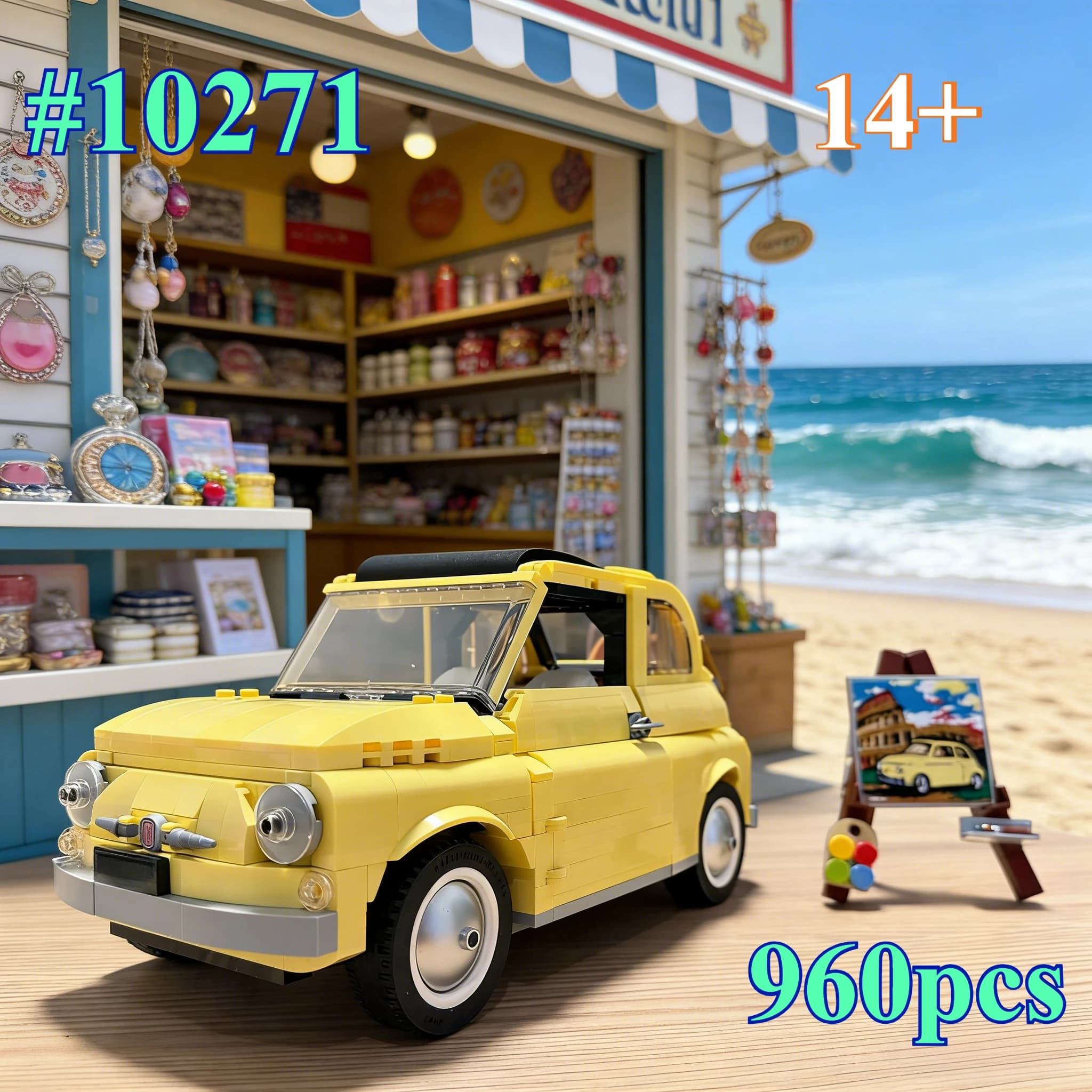 Set di blocchi da costruzione Classic Yellow Car 10271, adatti per regali di compleanno, compatibili con le particelle Legoed, 960 pezzi