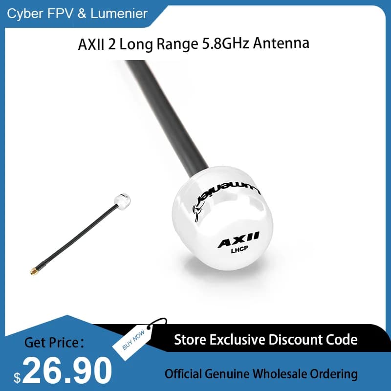 Antenna Lumenier AXII 2 a lungo raggio da 5,8 GHz (LHCP) (RHCP) per drone da corsa FPV
