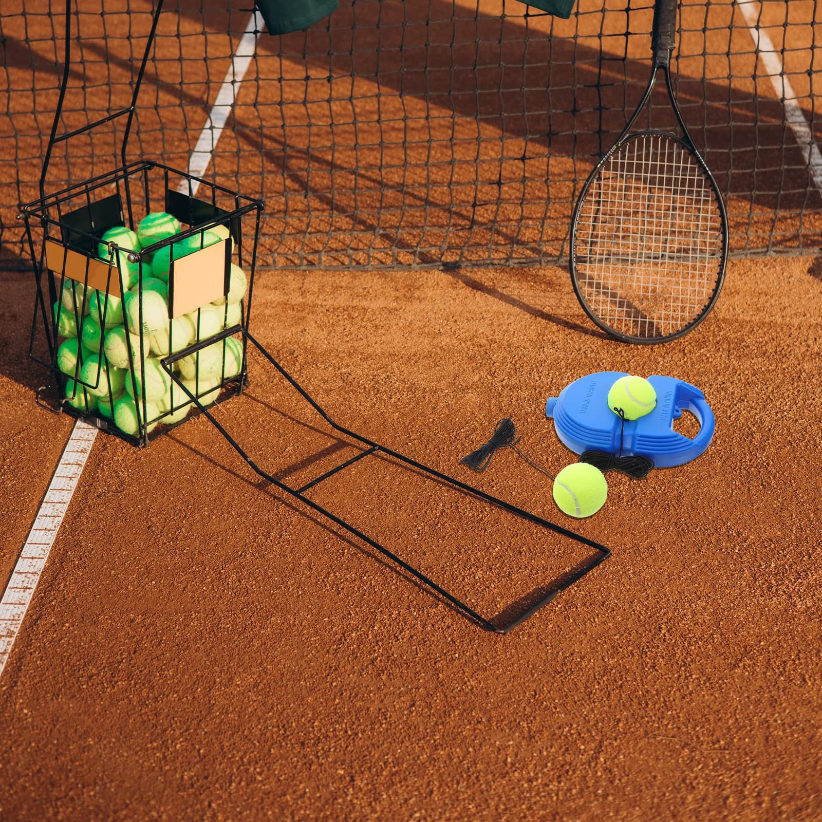 Set da 1 Pezzo per Allenamento Tennis: Rebounder per Principianti con Palline ad Alto Rimbalzo, Attrezzatura Portatile per Allenamento Tennis con Base Antiscivolo e Corda Elastica