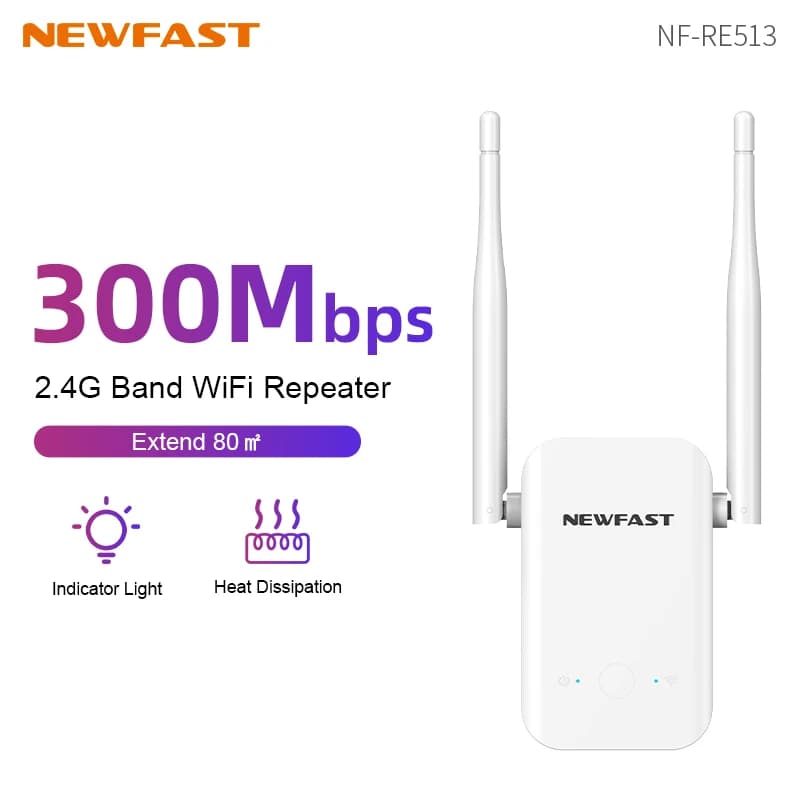 NEWFAST 300Mbps Ripetitore WiFi Wifi Extender Rete 2.4G 2 Antenna Segnale A Lungo Raggio WiFi Ripetitore Ripetitore Amplificatore Per La Casa