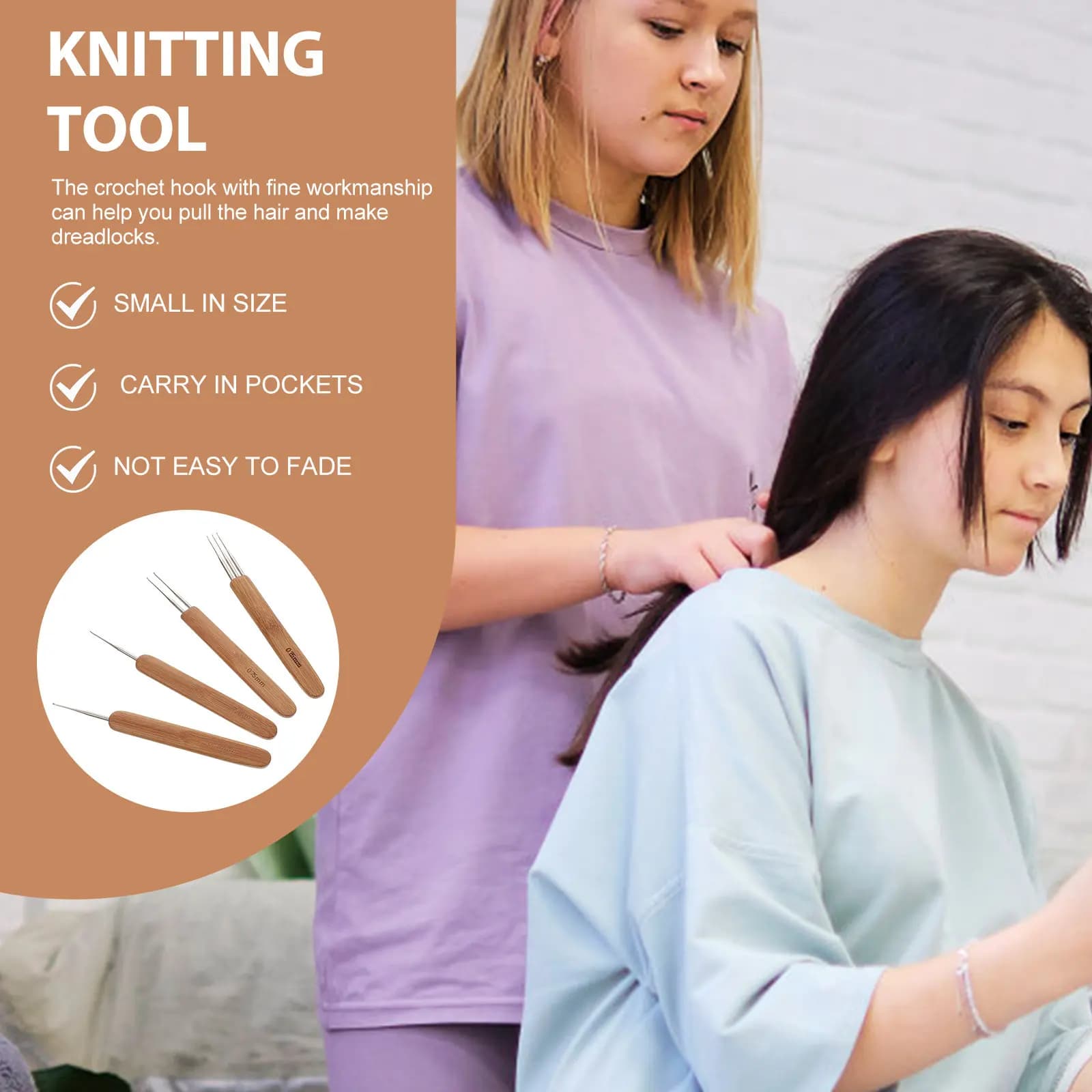 Set di 4 Uncinetti per Dreadlocks con Manico Ergonomico, Aghi per Intrecciare Capelli, Strumenti per Creazioni di Trecce, Accessori per Acconciature