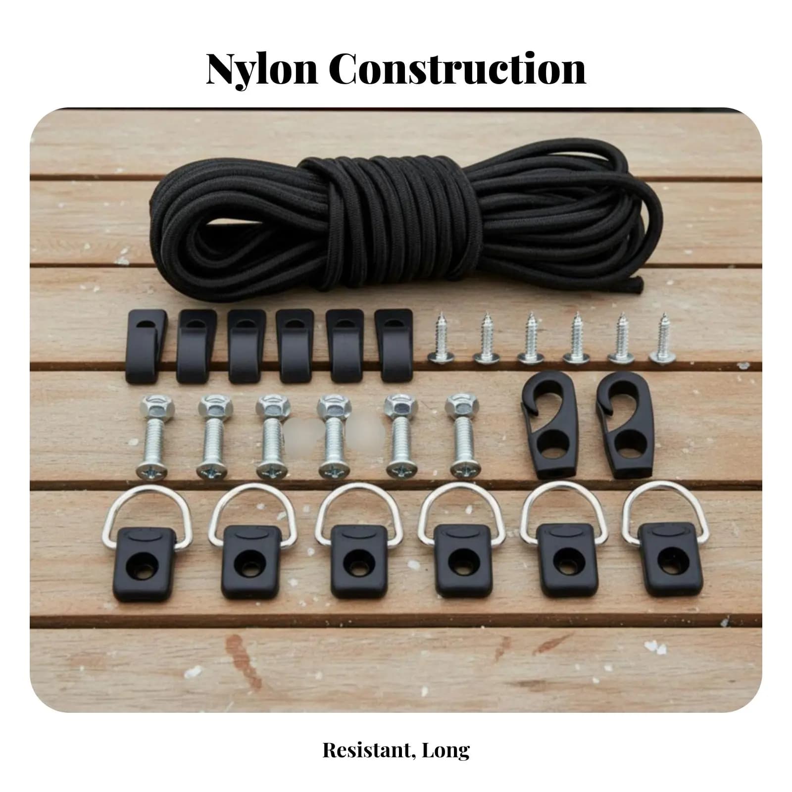 Kit di Fissaggio D-Loop per Kayak, Set di Attacchi in Nylon Durevole per Kayak, Kit di Fissaggio Bungee per Barche a Remi, Set di Hardware per Ponte, Resistente all'Acqua