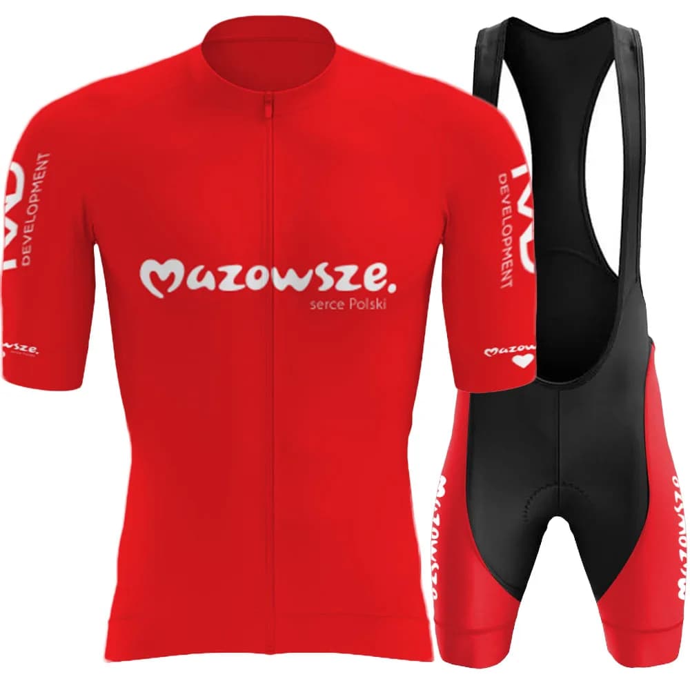 Completo Ciclismo Mazowsze Serce Polski 2026 - Maglia e Salopette Squadra Polonia per Bici da Corsa e MTB