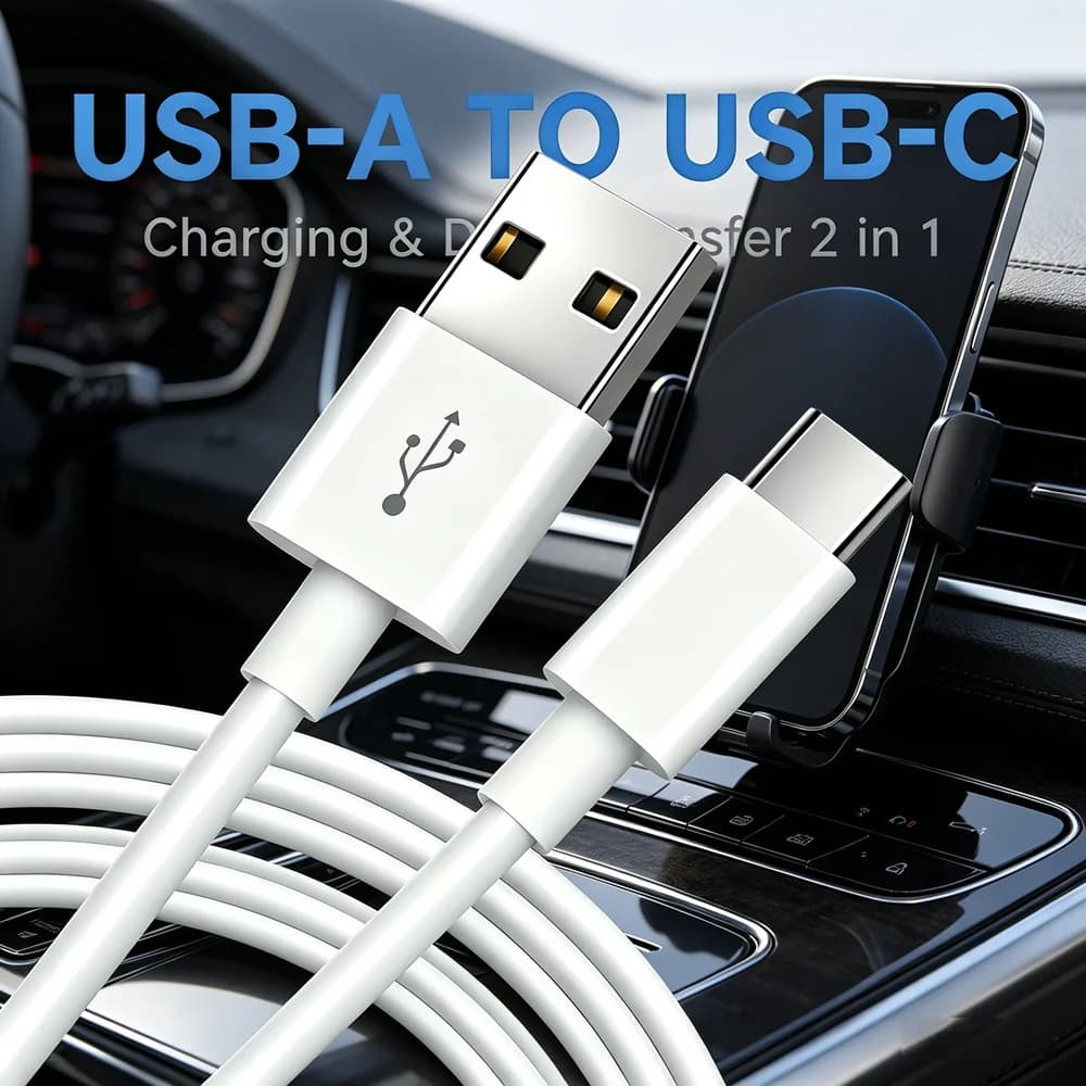 2M USB A to USB-C Fast Charging Sync Cable Universal Replacement Cord for iPhone 15/16/17 Huawei Samsung Lenovo & Tablet