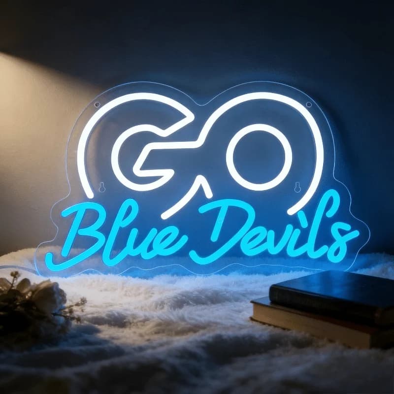 Go Blue Devils Neon Sign LED USB Neon Light for Viewing Party Club Game Room Sports Bar Wall Decor Sports Fan Birthday Gift