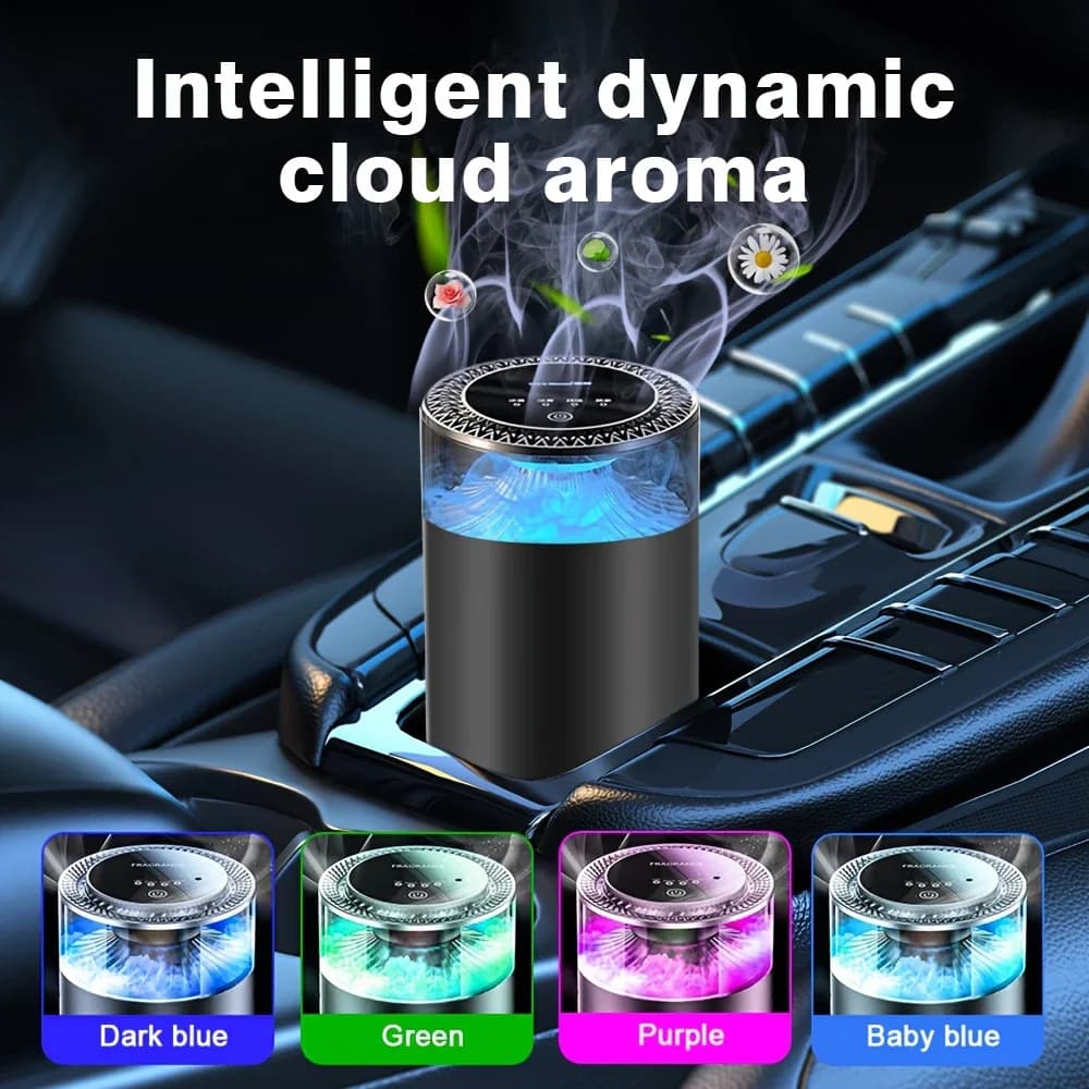 New Smart Car Deodorant Smooth Diffuser Humidifier 4 Gears Adjustable Odour With Cloud Fog RGB Light Auto Aromatherapy