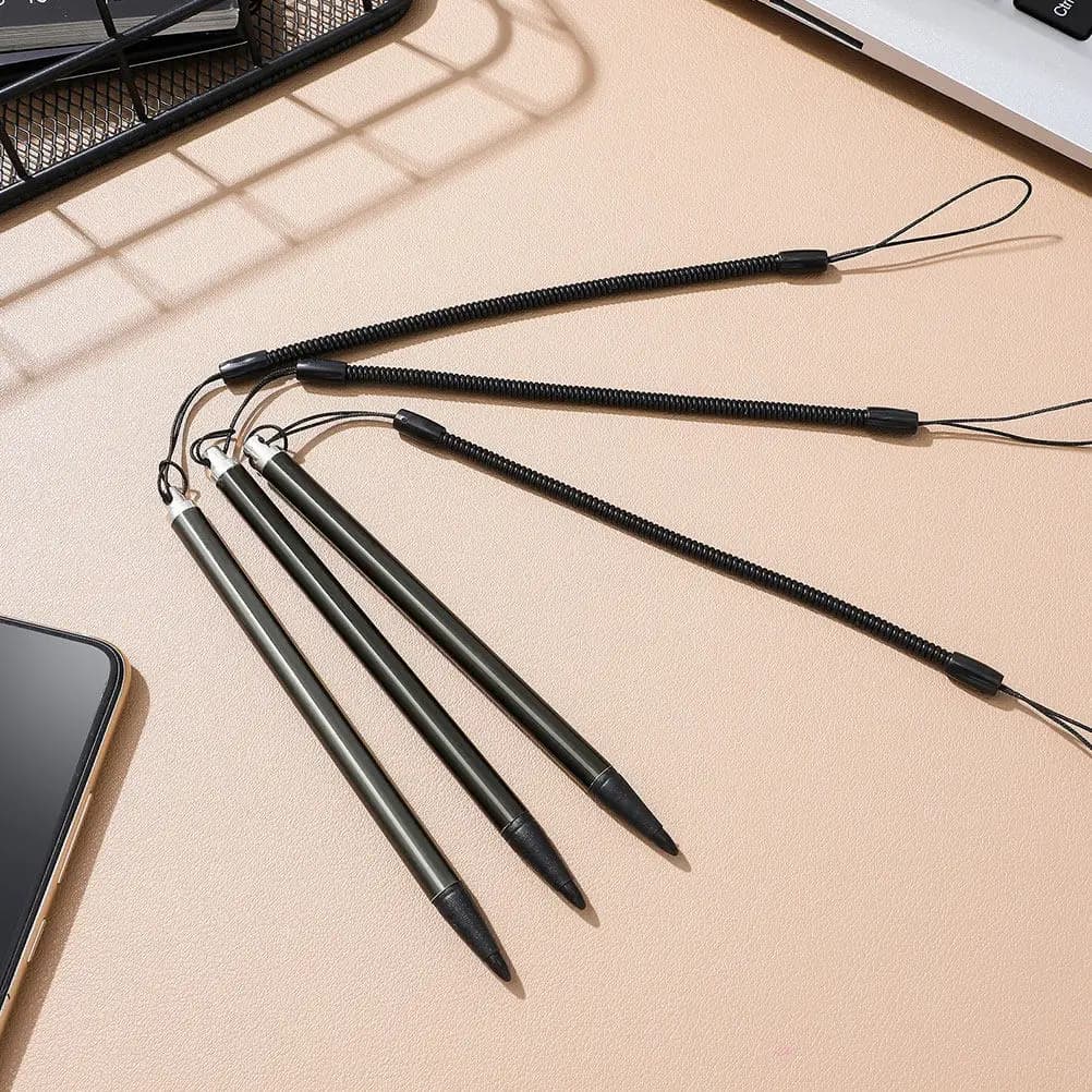 6 Pezzi Penna Stilo Resistente in Metallo con Cordino Anti-Smarrimento, Strumento di Precisione per Tablet Touch Screen e Disegno